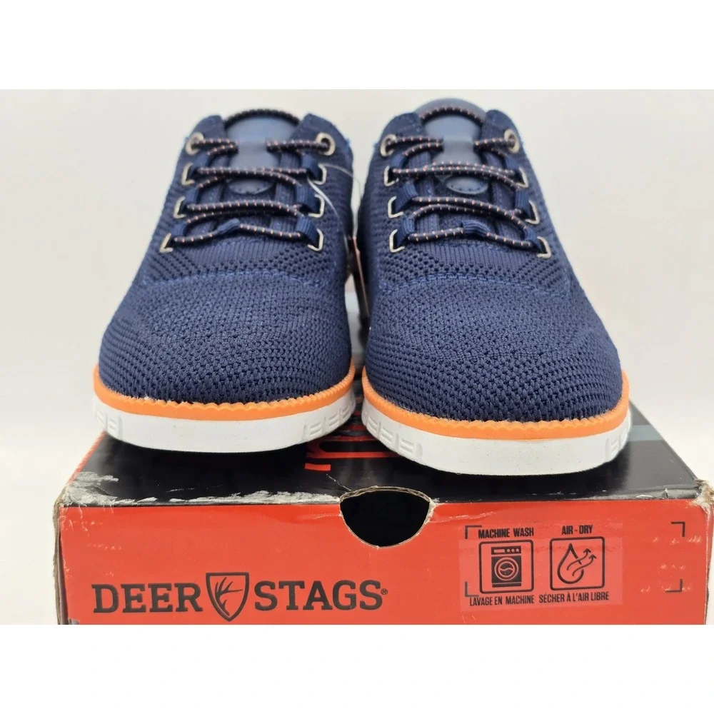 Deer Stags Boy's Status Jr Sneaker, Navy/orange Knit, Size 3 M Kid‎ Size